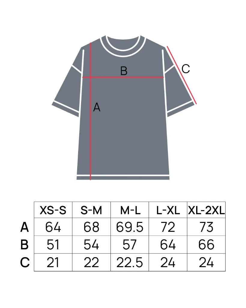 PAIN IS TEMPORARY TEE — Size Chart